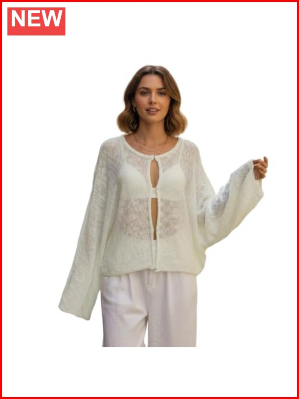 Women Loose Knit Cardigan Boat Neck Hook and Eye Long Sleeve Sweater